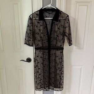 Nanette Lepore Brown Sheer Lace Dress